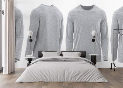 [ Gray Melange ]  T-shirt Long Sleeve Round neck. 3D photorealistic render Wall mural